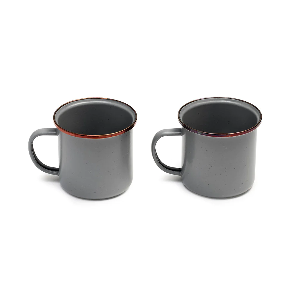 Barebones Living Enamel Cup – Slate Gray – set of 2