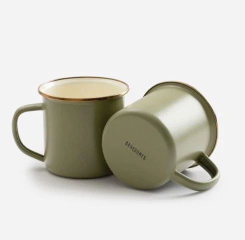 Barebones Living Enamel Mug 2-Tone – Olive Drab – set of 2