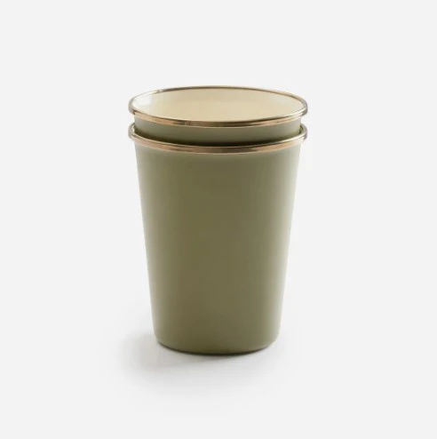 Barebones Living Enamel 2 – Tone Tall Cup Set – Olive Drab