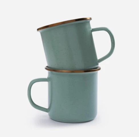 Barebones Living Enamel Cup Mint – set of 2