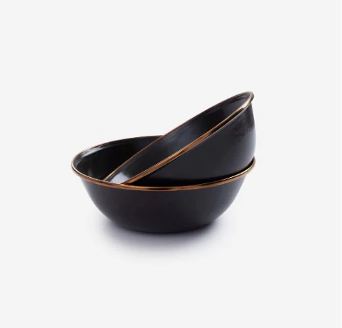 Barebones Living Enamel Bowl Charcoal – set of 2