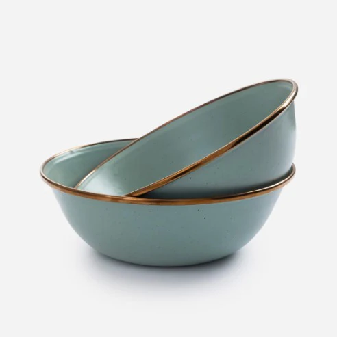 Barebones Living Enamel Bowl Mint – set of 2