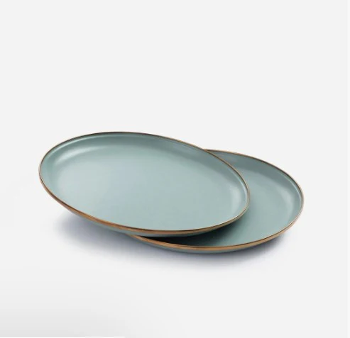 Barebones Living Enamel Deep Plate Mint – set of 2