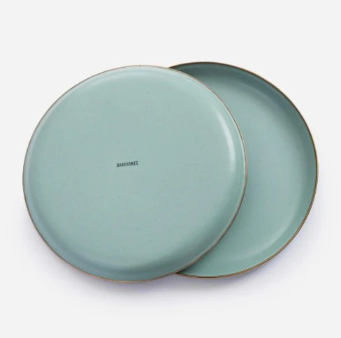 Barebones Living Enamel Deep Plate Mint – set of 2