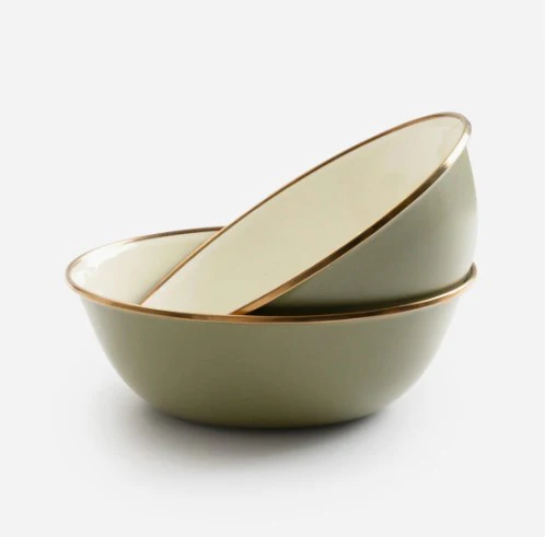 Barebones Living Enamel Bowl 2-Tone – set of 2